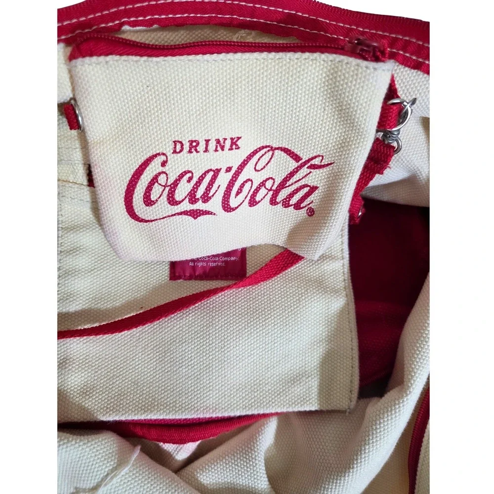 Coca-Cola Canvas Tote Bag‎ Unisex Large Cream Red Retro Graphic Pouch